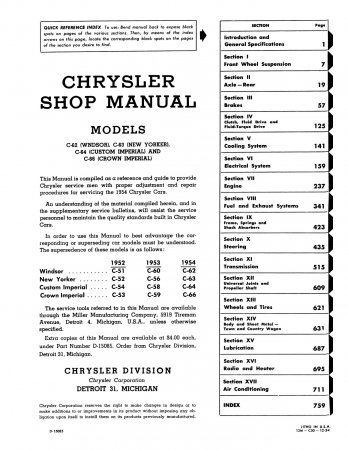 1954 Chrysler Shop Manual