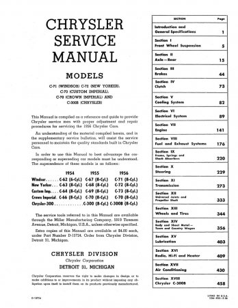 1956 Chrysler and Imperial Service Manual