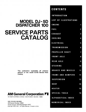 1975-1976 Jeep Model DJ-5D Dispatcher Parts Catalog