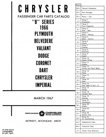 1966 Mopar Car Parts Catalog