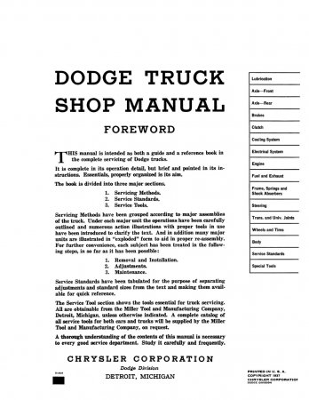 1938-1939 Dodge Truck Shop Manual - Series R & T