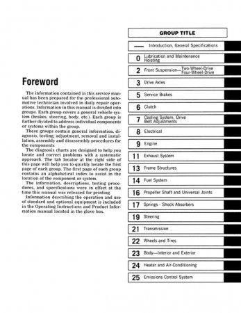 1987 Dodge Dakota Truck 2WD 4WD Service Manual