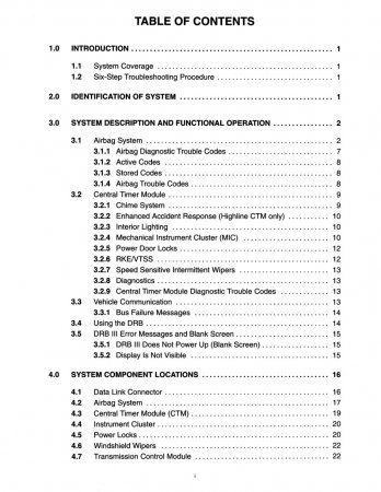 1998 Dodge Ram Truck Body Diagnostic Procedures Manual