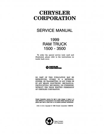 1999 Dodge RAM 1500-3500 Truck Service Manual