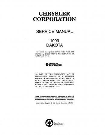 1999 Dodge Dakota Truck Service Manual