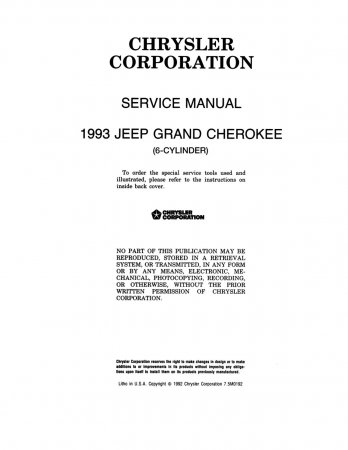 1993 Jeep Grand Cherokee 6-Cylinder Service Manual