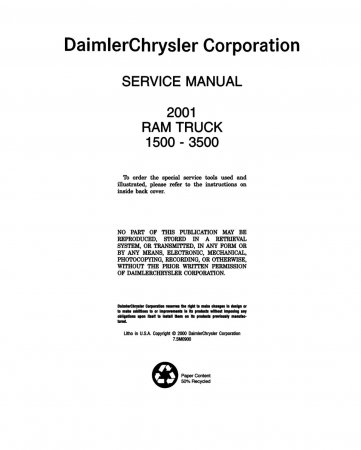 2001 Dodge Ram Truck 1500-3500 Service Manual