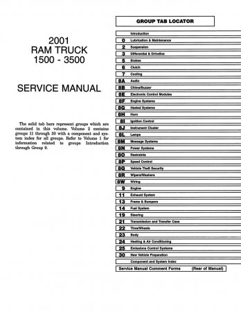 2001 Dodge Ram Truck 1500-3500 Service Manual