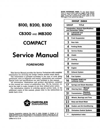 1974 Dodge Compact Van Service Manual