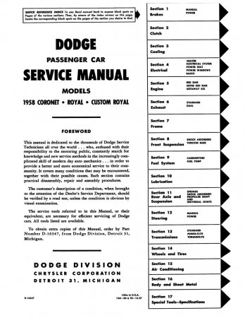 1958-1959 Dodge Shop Manual
