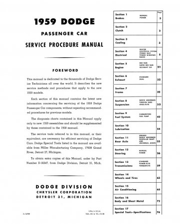 1958-1959 Dodge Shop Manual