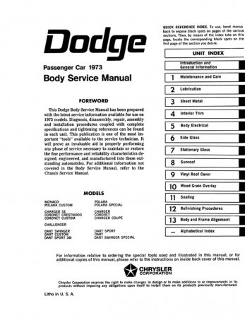 1973 Dodge Body Service Manual