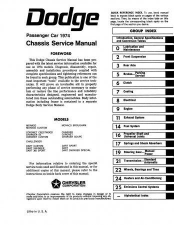 1973 Dodge Chassis & Body Service Manual