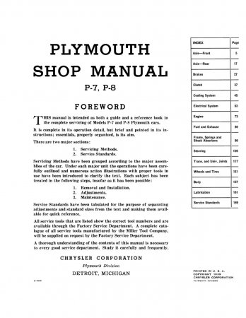 1939 Plymouth Shop Manual P7 - P8