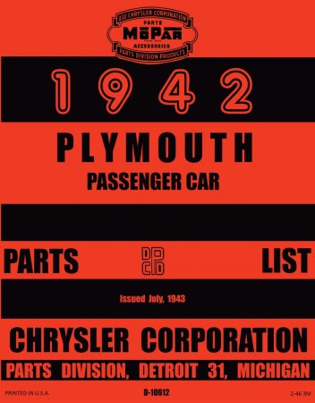 1942 Plymouth Passenger Car Parts List