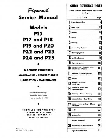1946-1954 Plymouth Service Manual
