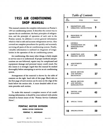 1955 Pontiac Air Conditioning Shop Manual