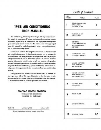 1958 Pontiac Air Conditioning Manual