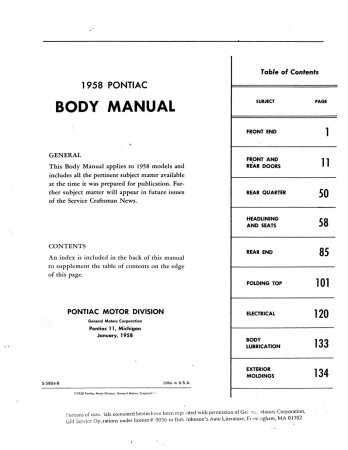 1958 Pontiac Body Manual