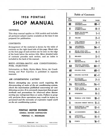 1958 Pontiac Shop Manual