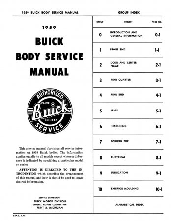 1959 Buick Body Service Manual
