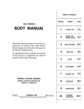 1961 Pontiac Body Manual