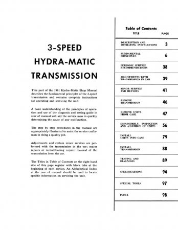 1961 Pontiac Hydra-Matic Shop Manual