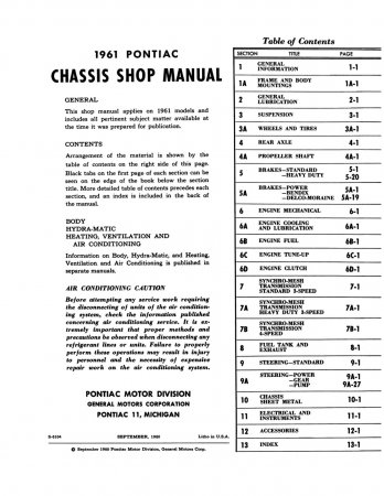 1961 Pontiac Chassis Shop Manual
