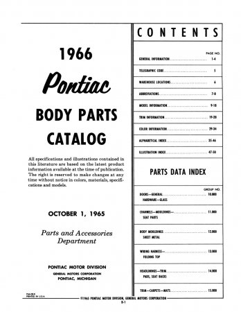 1963-1966 Pontiac Chassis & Body Parts Catalog