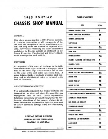 1965 Pontiac Chassis Shop Manual