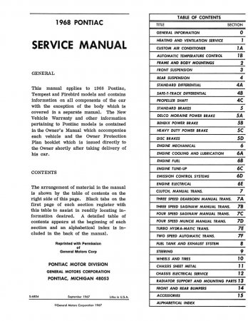 1968 Pontiac Service Manual