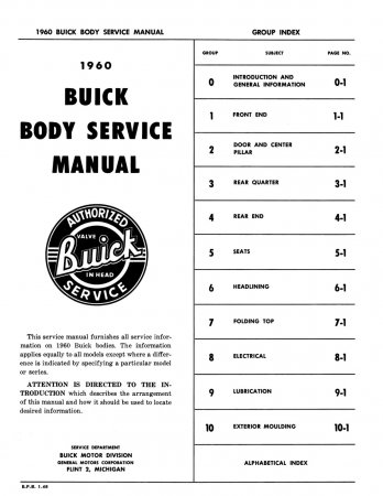1960 Buick Body Service Manual