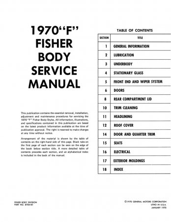 1970 Fisher Body F Service Manual