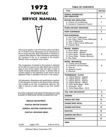 1972 Pontiac Service Manual