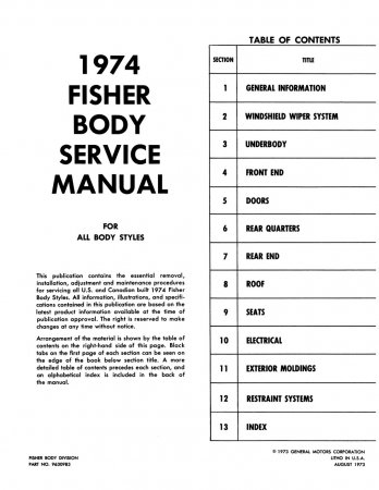 1974 Fisher Body Service Manual
