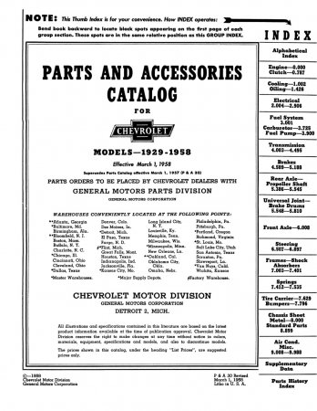 1929-58 Chevrolet Parts and Accessories Catalog