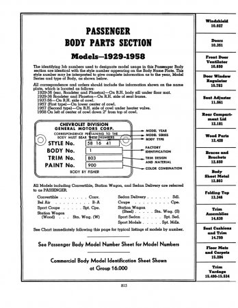1929-58 Chevrolet Parts and Accessories Catalog
