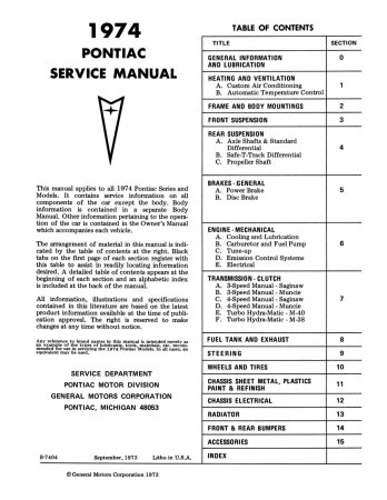 1974 Pontiac Service Manual
