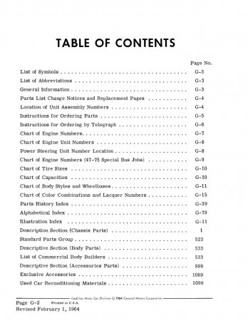 1957-1964 Cadillac Master Parts List