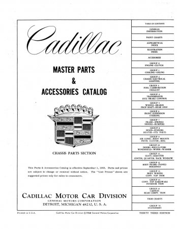 1964-1969 Cadiillac Master Parts List