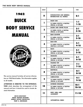 1962 Buick Body Service Manual