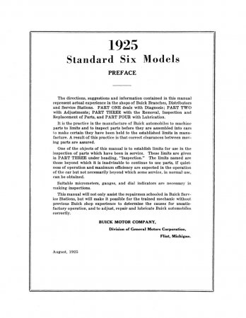1925 Buick Standard Six Shop Manual