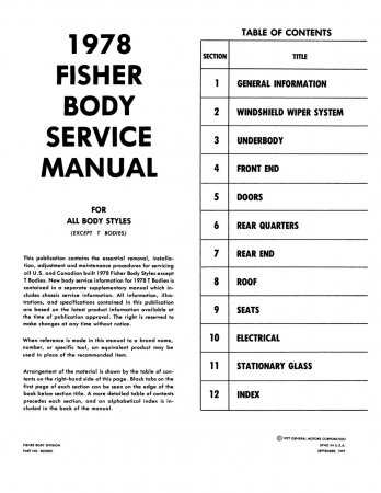 1978 Fisher Body Service Manual