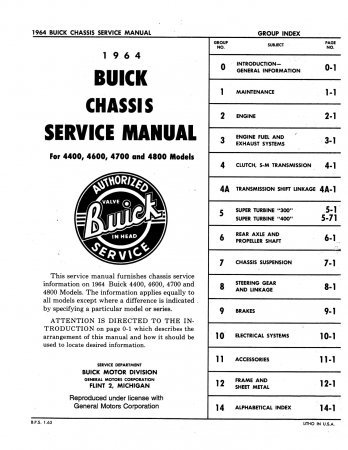 1964 Buick Chassis Service Manual