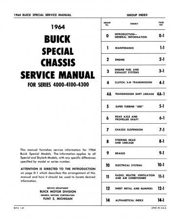 1964 Buick Skylark Chassis Service Manual