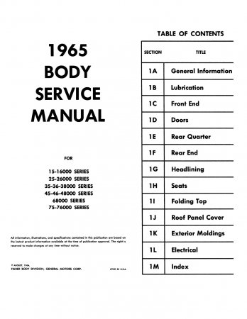 1965 Buick Body Service Manual