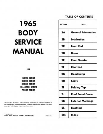 1965 Buick Body Service Manual