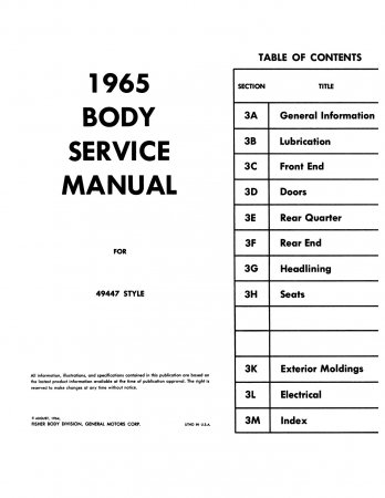 1965 Buick Body Service Manual