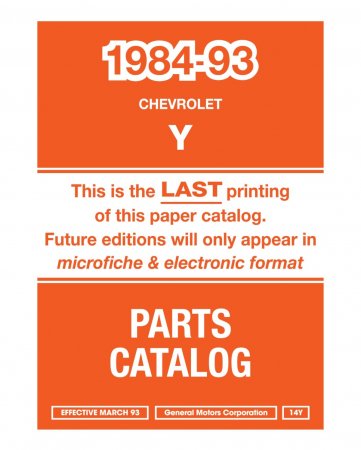 1984-1993 Chevrolet Y Corvette Parts & Illustration Catalogs
