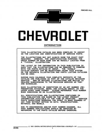 1984-1993 Chevrolet Y Corvette Parts & Illustration Catalogs